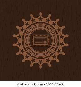 certificate icon inside retro style wood emblem