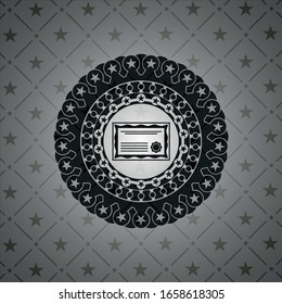 certificate icon inside retro style black emblem