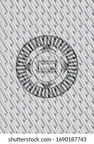 certificate icon inside shiny silver badge. Scales pattern. Vector Illustration. Detailed.