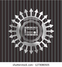 certificate icon inside silver badge or emblem