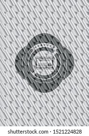 certificate icon inside silver badge. Scales pattern. Vector Illustration. Detailed.