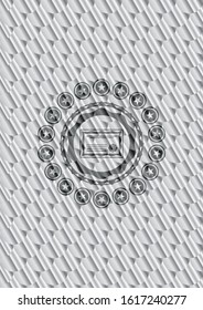 certificate icon inside silver color badge. Scales pattern. Vector Illustration. Detailed.