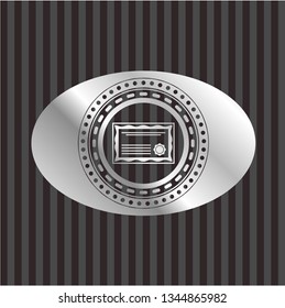 certificate icon inside silver shiny emblem