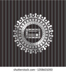 certificate icon inside silver shiny badge