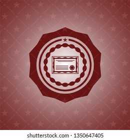 certificate icon inside vintage red emblem