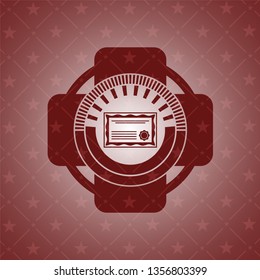 certificate icon inside vintage red emblem