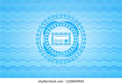 certificate icon inside water badge background.