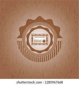 certificate icon inside wooden signboards
