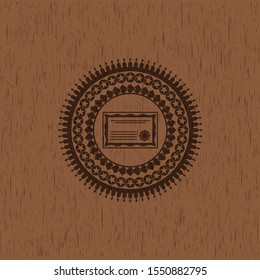 certificate icon inside wooden signboards