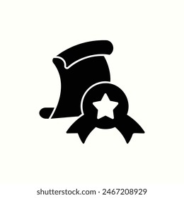 certificate icon, isolated black style icon