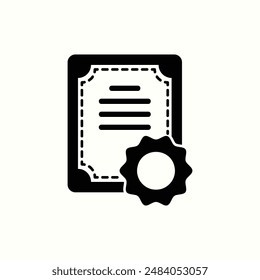 certificate icon, isolated black icon theme learning