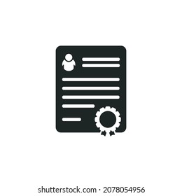 Certificate icon isolated of flat style design. License badge icon, Winner medal icon.