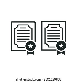 Certificate icon isolated of flat style design on white background