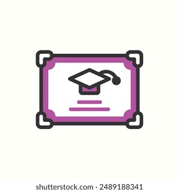 certificate icon, isolated glyph icon theme back to school