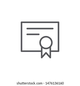 Certificate icon isolated on white background. Achievement symbol modern, simple, vector, icon for website design, mobile app, ui. Vector Illustration