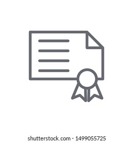 Certificate icon isolated on white background. Education symbol modern, simple, vector, icon for website design, mobile app, ui. Vector Illustration