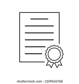 Certificate icon isolated on white background. Diploma symbol. Rosette icon. Stamp premium quality. Flat style. Vector illustration