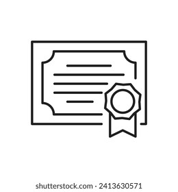 Icono de certificado, aislado en fondo blanco, ilustración vectorial