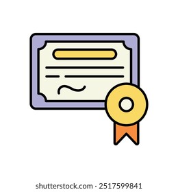 Ícone de certificado isolado em um fundo branco. Ilustração vetorial.