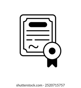 Certificate icon isolated on a white background. Vector illustration.
