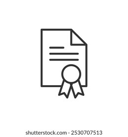 Ícone de certificado isolado no fundo branco. Símbolo de conquista moderno, simples, vetor, ícone para design de site, aplicativo móvel, ui. Ilustração de vetor