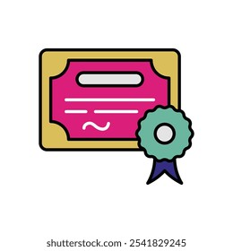 Ícone de certificado isolado em um fundo branco. Ilustração vetorial.