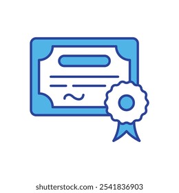Ícone de certificado isolado em um fundo branco. Ilustração vetorial.