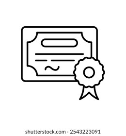 Certificate icon isolated on a white background. Vector illustration.