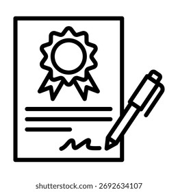Ilustración vectorial de diseño de línea de icono de certificado