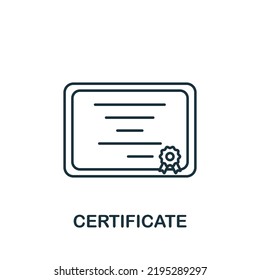 Certificate icon. Line simple Success icon for templates, web design and infographics