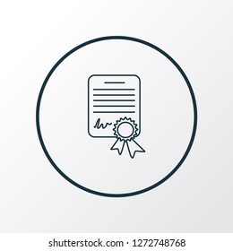 Certificate icon line symbol. Premium quality isolated diploma element in trendy style.