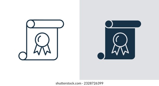 Vector de línea de icono de certificado. Icono de certificado, contrato, insignia, empresa