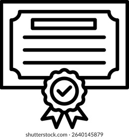 Certificate Icon Line Vector Illustration