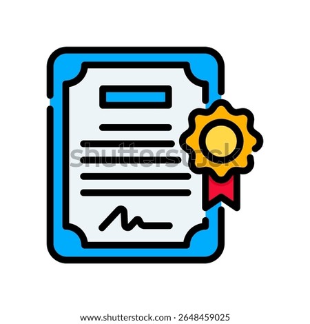 Certificate Icon Lineal Color Vector Illustration