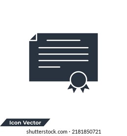 Zertifikat Symbol Logo, Vektorgrafik. Symbolvorlage für die Erstellung von Grafiken und Web-Designs