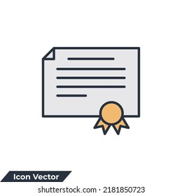 ilustración vectorial del logotipo del icono de certificado. Plantilla de símbolo de logro para la colección de diseño gráfico y web