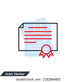 certificate icon logo vector illustration. Achievement symbol template for graphic and web design collection