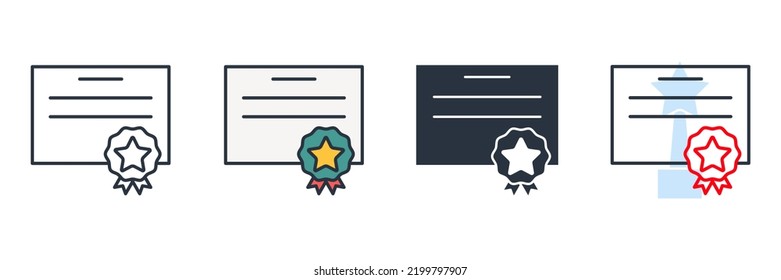 Certificate Icon Logo Vector Illustration Achievement Stock Vector