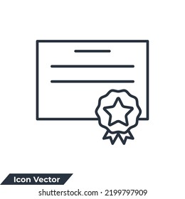ilustración vectorial del logotipo del icono de certificado. Logro, plantilla de símbolo de premio para colección de diseño gráfico y web