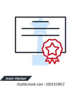 ilustración vectorial del logotipo del icono de certificado. Logro, plantilla de símbolo de premio para colección de diseño gráfico y web