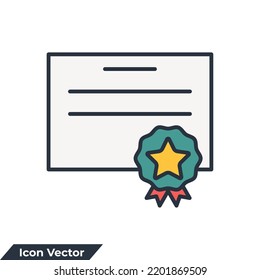 certificate icon logo vector illustration. Achievement, award symbol template for graphic and web design collection