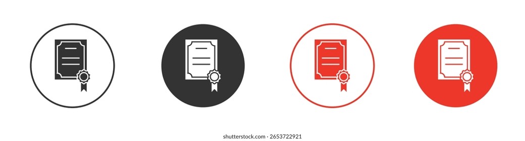 Icono del certificado para el logotipo, símbolo de la muestra del Vector para el diseño