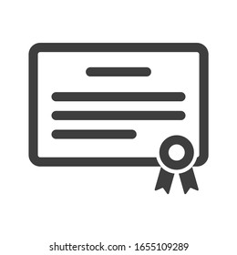 Certificate icon. Minimalistic linear execution of bank securities. Isolated vector on a white background.