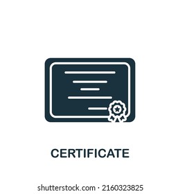 Certificate icon. Monochrome simple Success icon for templates, web design and infographics