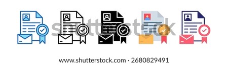 Certificate Icon Multiple Style Set Collection.