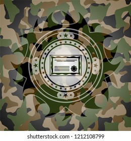 certificate icon on camouflaged texture