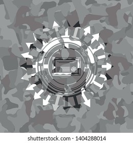 certificate icon on grey camo pattern