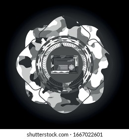 certificate icon on grey camo texture