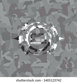 certificate icon on grey camouflaged texture