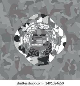 certificate icon on grey camouflaged texture
